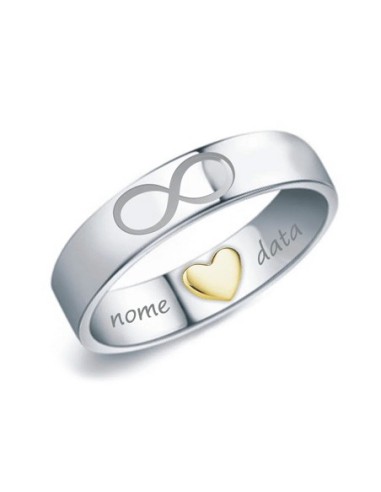 Ring with infinity and heart in gold