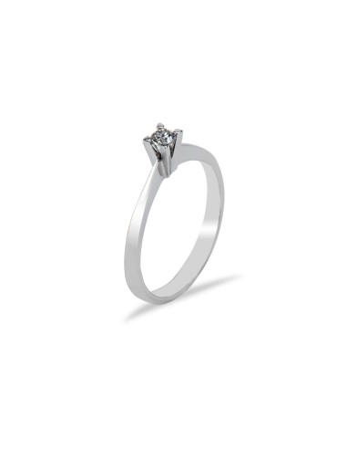 Classic Solitaire Ring 4 Claws White Gold Diamonds