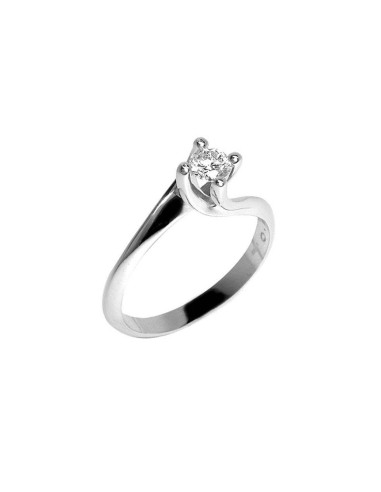 Bague solitaire classique en or blanc Valentino avec diamants