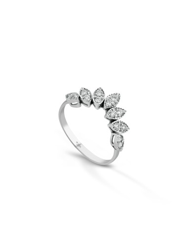 Veretta ring with 18 kt white gold leaves and diamonds