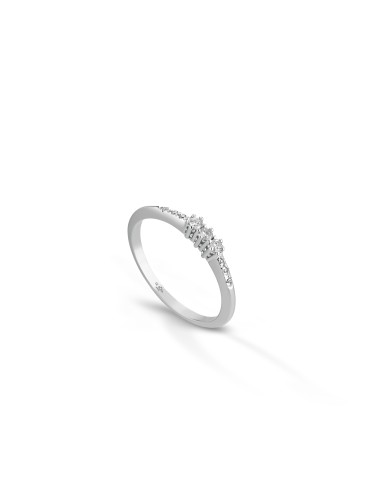 Trilogy ring in White Gold and Diamonds - Montatura 6 griffe