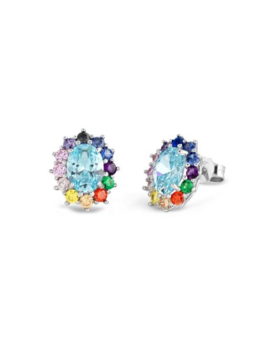 18K white gold earrings and colored stones made by hand