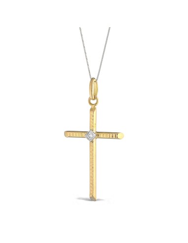 Cross Man Yellow Gold and White 18 kt with Diamonds