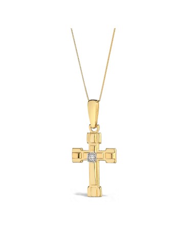 Cross man crafted in yellow gold with diamonds