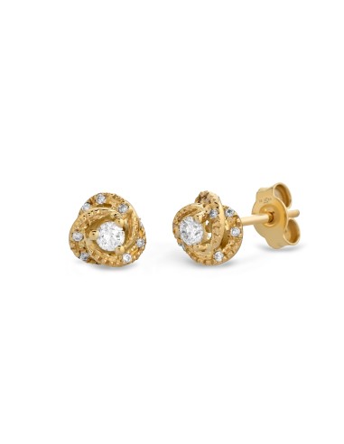 18 kt yellow gold braid earrings with diamonds