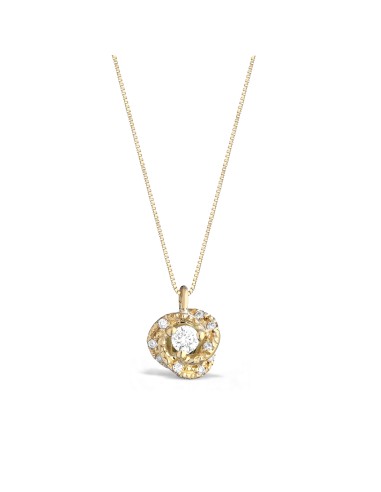 18kt yellow gold intertwined light point necklace with diamonds