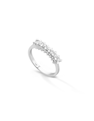 Bague Riviera 7 pierres en or blanc 18 ct avec diamants de couleur G