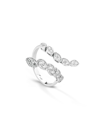 Contrarié Ring "Armonia Foglie d'Oro" en 18kt Or blanc et diamants G (0.30ct)